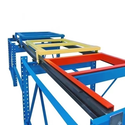 Heavy Duty Push Back Pallet Rack System With Wheeled Carts For Heavy Loads