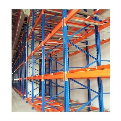 Heavy Duty Push Back Pallet Rack System With Wheeled Carts For Heavy Loads