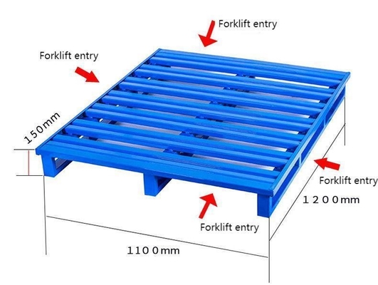 Serviceability Powder Coated Iron Pallet for Common and 4 Way Entry 100-3000kg Capacity